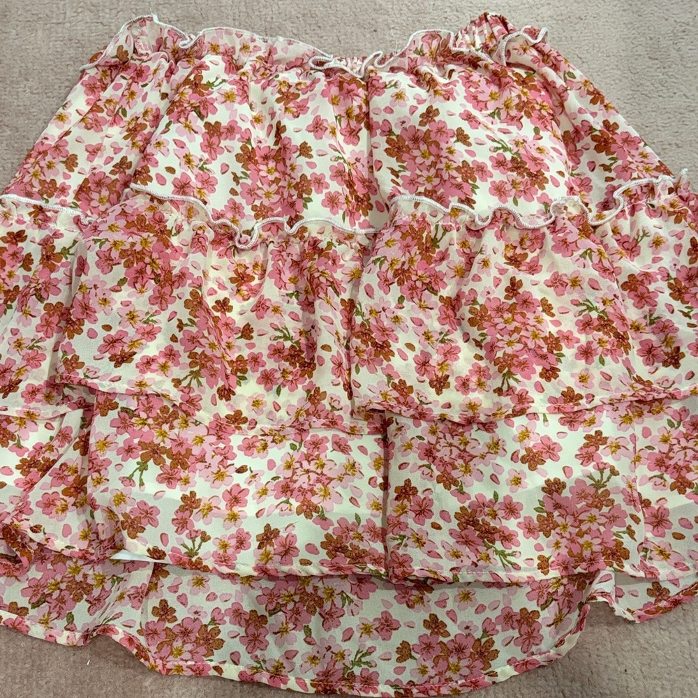 Allegra K Pink Floral Skirt - Picture 4 of 5